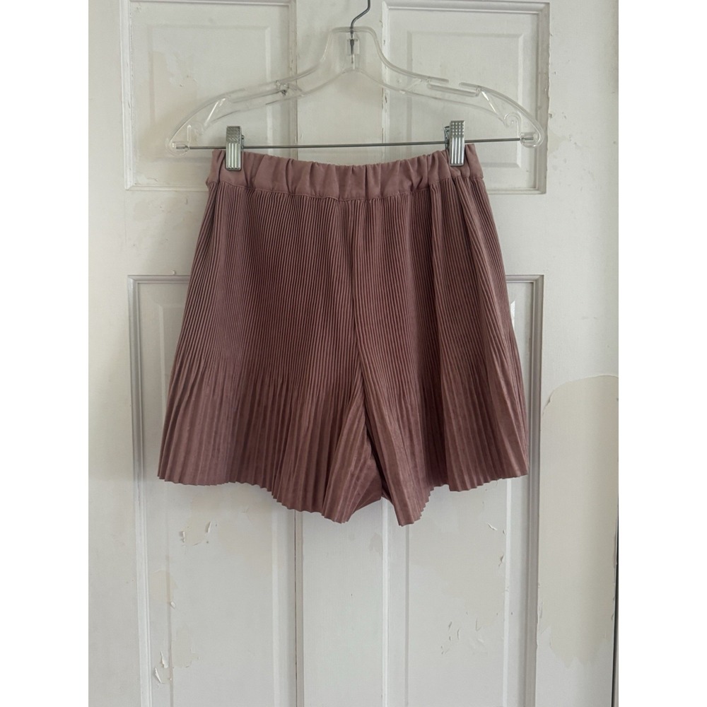 Zara Pleated Skort Wrap Tie Front Dusty Rose Pink Suede Feel Size S Soft Girl - Picture 3 of 7
